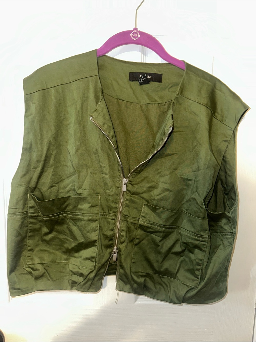 Forever 21 Olive Utility Zip Front Vest